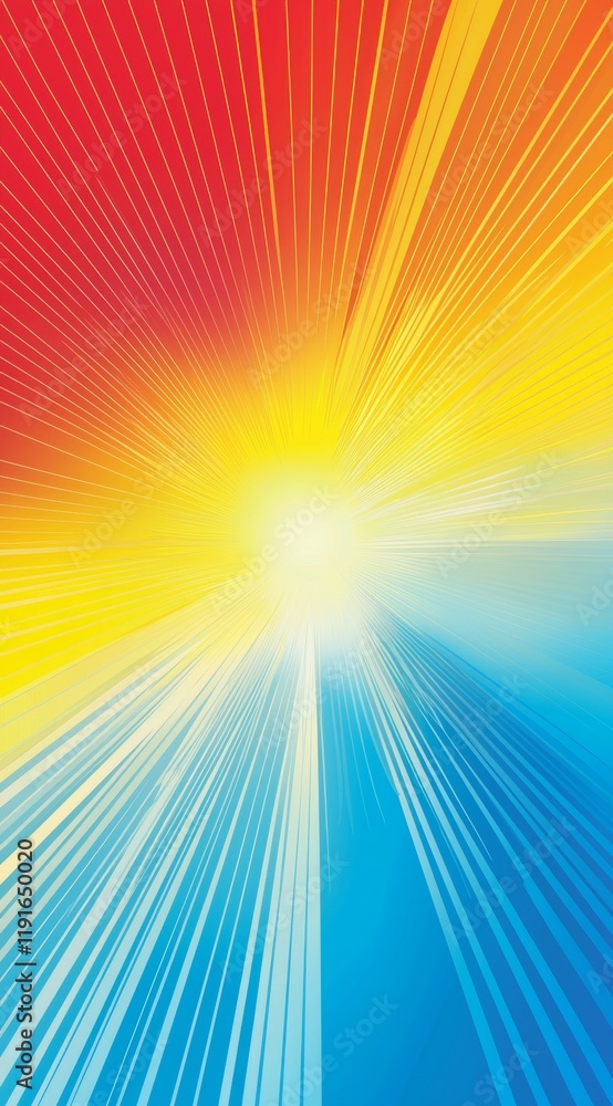 Poster colorful abstract background featuring converging lines expanding from a bright center, creating a s