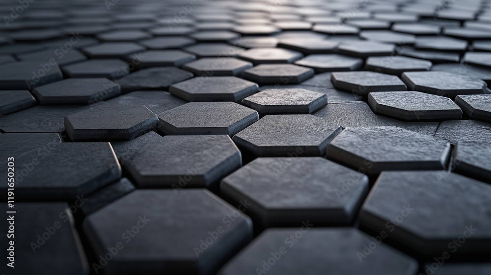Poster architectural bricks with unique honeycomb-like patterns arranged in a gradient on a sleek, neutral 