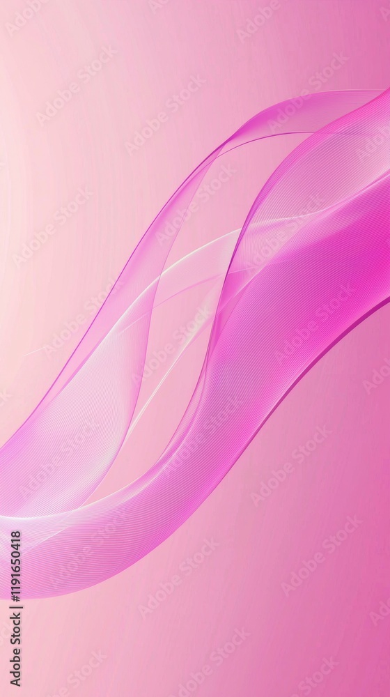 Poster pink wave flowing on gradient background creating a smooth and elegant design, ideal for projects re