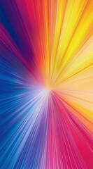 Obraz premium Colorful rays of light converging in the center form a dynamic and vibrant starburst, creating an abstract background with a powerful visual impact