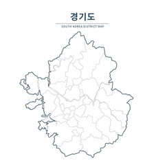 Obraz premium Gyeonggi-do map. Map of South Korea with Major Cities, Clean Line Design on White Background. 