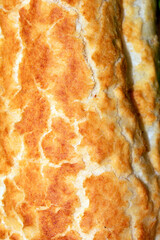 Close Up of Fresh Baked Golden Bread Crusty Tiger Baguette Roll