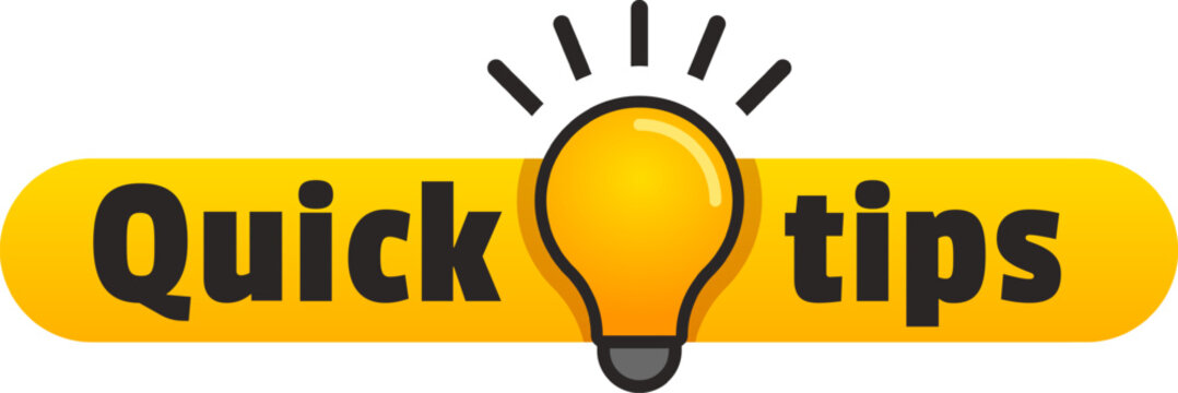 Offering quick tips and helpful advice, featuring a glowing light bulb above a vibrant yellow banner with bold black text, highlighting effective solutions and innovative ideas