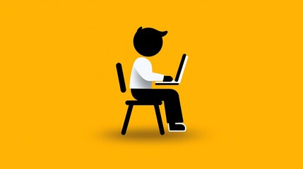 Fototapeta premium Simple illustration of person working on laptop.