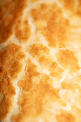 Close Up of Fresh Baked Golden Bread Crusty Tiger Baguette Roll