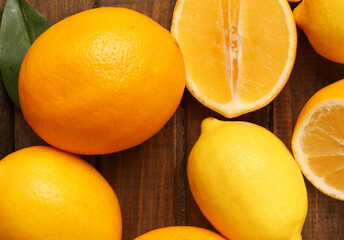 fresh lemons on a rustic background
