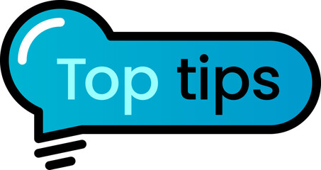 Light bulb shaped blue speech bubble filled with top tips and best practices against a clean white background, promoting innovative ideas and effective strategies