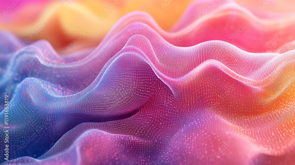 Poster colorful abstract waves creating a mesmerizing visual effect in a digital landscape