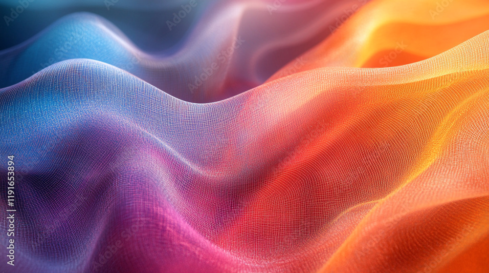 Poster colorful fabric waves create a vibrant display of shades and textures in soft light