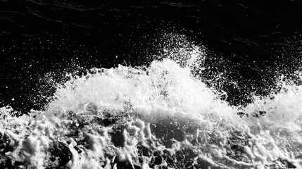Black and white ocean wave splash