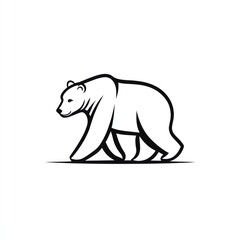 Walking bear, white background, nature illustration, logo design