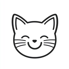 Cartoon Cat Face Smiling on White Background. For Design.