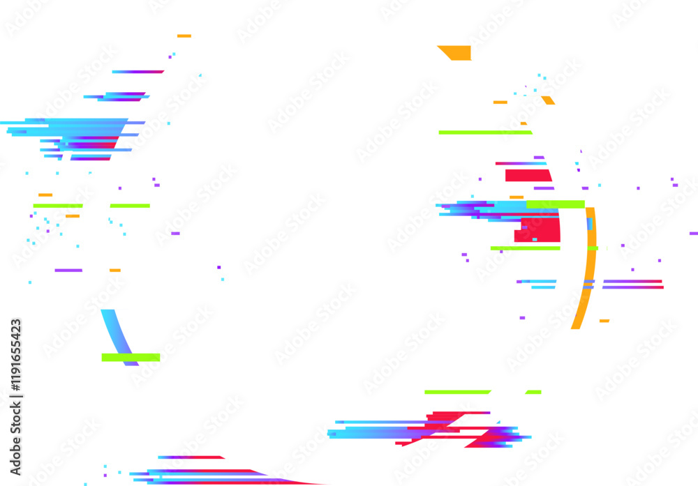 Poster colorful digital distortion effect resembling a glitch or signal loss, created with pixel sorting an