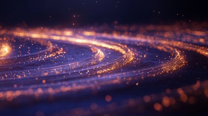 Abstract background of light trail on imaginary path. High contrast digital light trail concept.