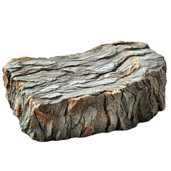 Rustic Wooden Log with Textured Bark Surface Isolated on transparent background