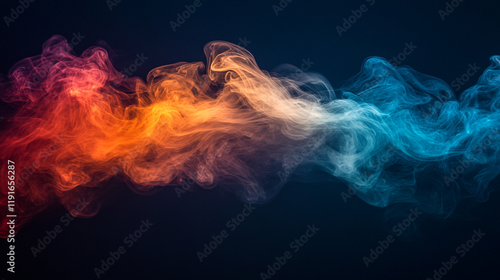 Aufkleber colorful smoke swirls creating a vibrant and dynamic visual effect in dark background