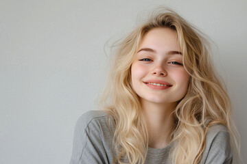 Fototapeta premium Young pretty blonde woman over isolated white background