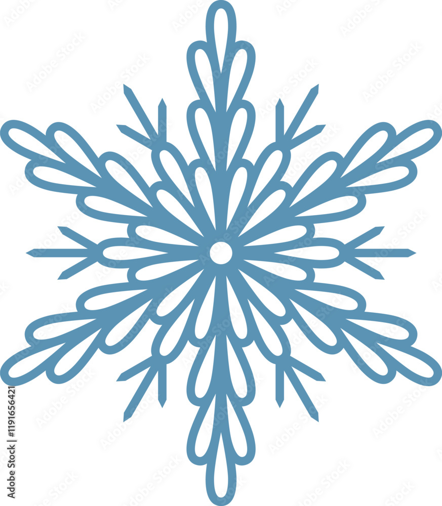 Poster stylized snowflake featuring rounded edges, creating a delicate and elegant winter symbol ideal for 