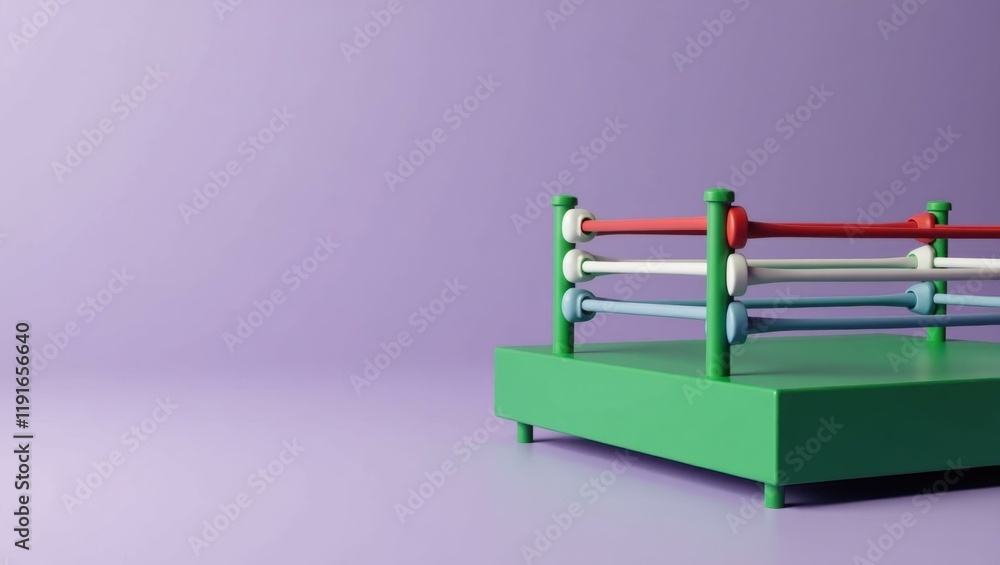 Poster forest green boxing ring on right. soft coral background. copy space for text, 3d render ai generate