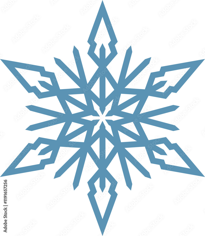 Aufkleber stylized six pointed snowflake with sharp edges and geometric patterns, evoking winter, christmas, c