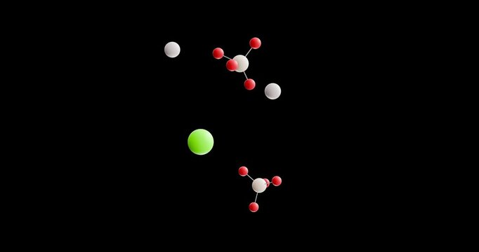 Calcium aluminosilicate molecule, rotating 3D model of e556, looped video on a black background
