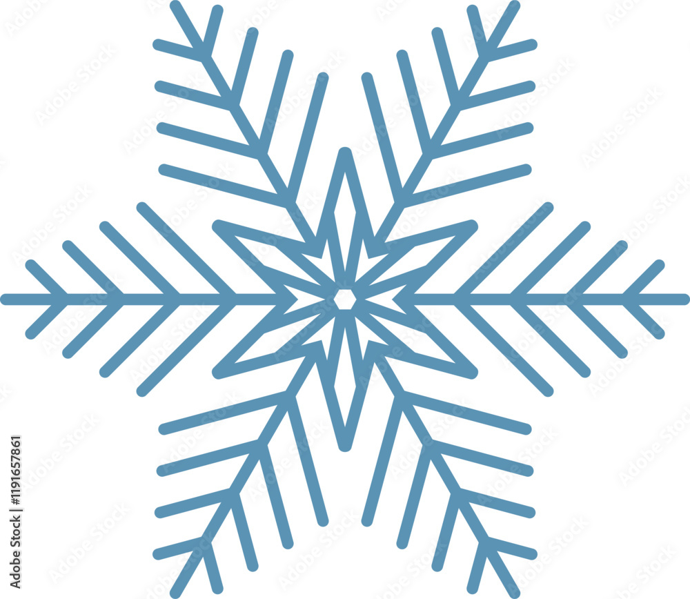 Poster stylized six pointed snowflake with intricate inner details creating a festive atmosphere, evoking f