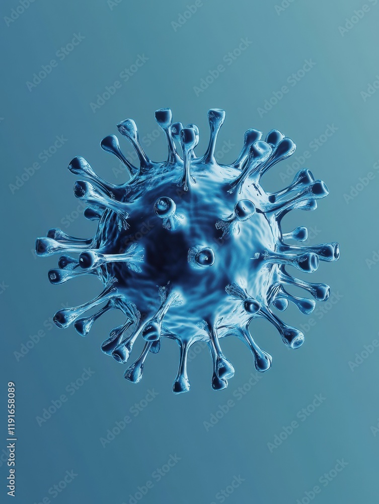 Poster Graphical representation of a virus showing minimalistic design and intricate details against a smooth background. Generative AI