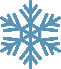 Stylized six pointed snowflake capturing the essence of winter and Christmas, radiating cold temperatures, ice, and snow, perfect for festive and seasonal design projects