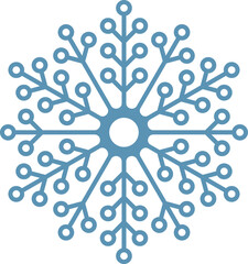 Stylized vector snowflake with radial symmetry, evoking winter, christmas, cold temperatures and frozen water, perfect for festive and seasonal designs