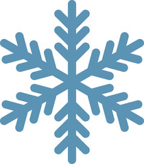 Simple illustration of a stylized six pointed light blue snowflake, representing winter, christmas, cold, ice and snow, ideal for festive projects