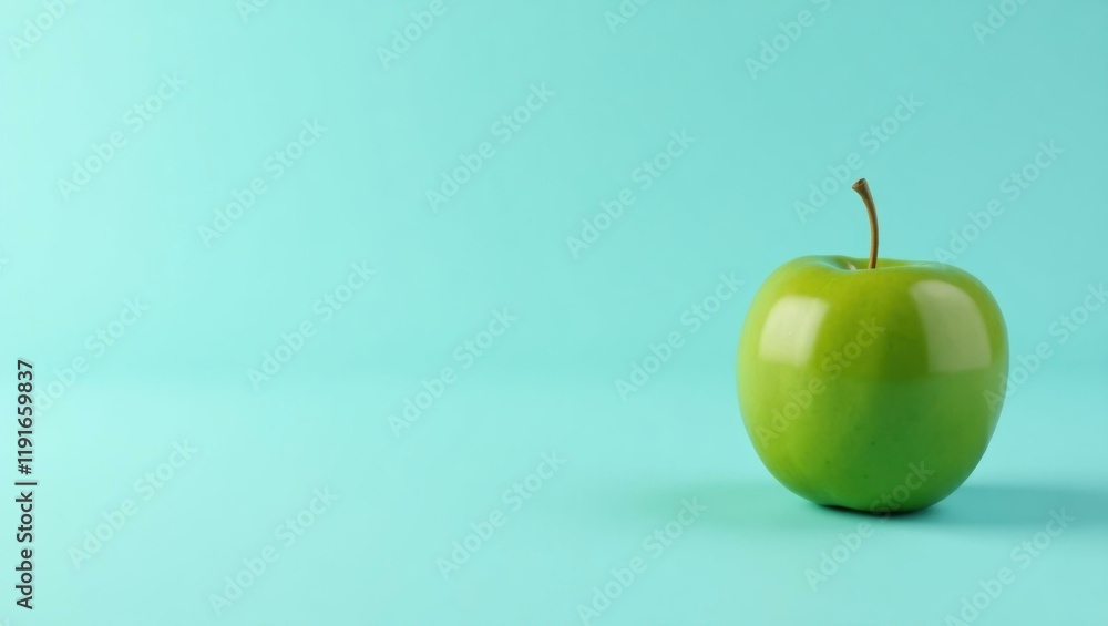 Poster rich avocado green apple on left. soft red background. copy space for text, 3d render ai generated d