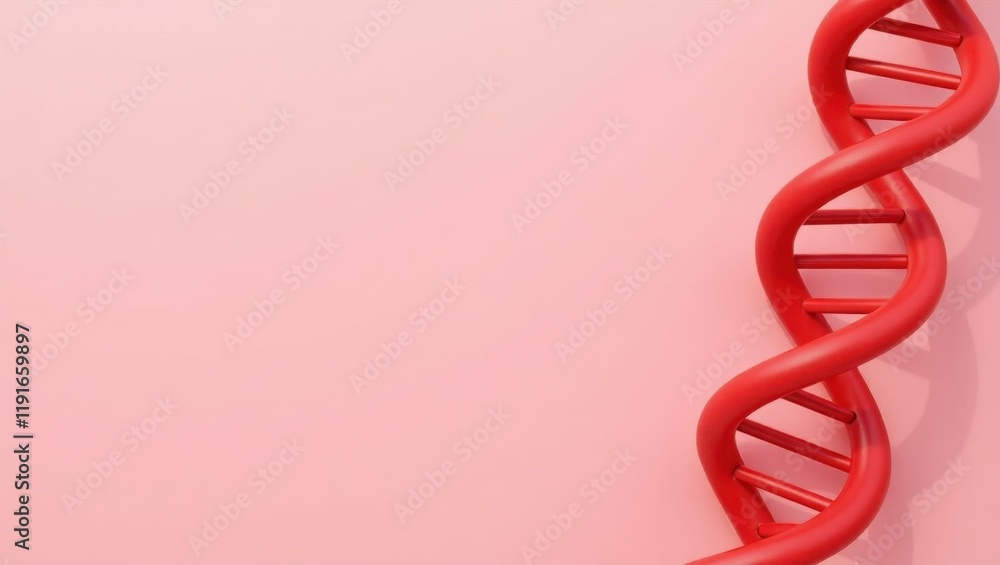 Poster rich red dna helix on right. soft black background. copy space for text, 3d render ai generated desi