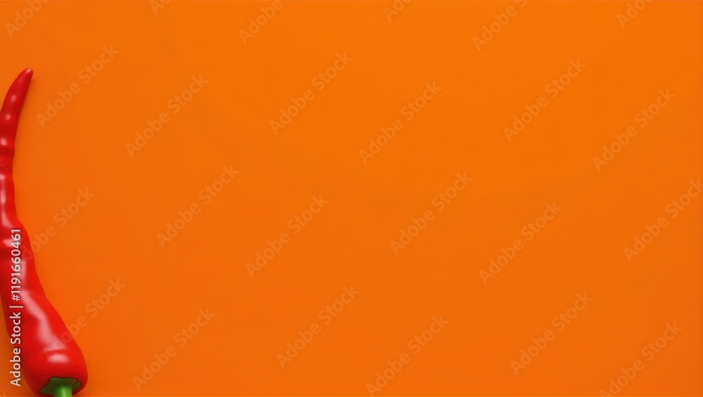 Poster chili pepper red dash cam on left. soft orange background. copy space for text, 3d render ai generat