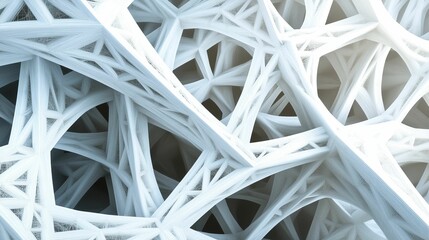 Abstract white lattice, complex, interwoven structure.