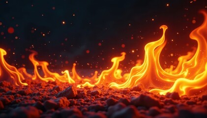 Fototapeta premium Flickering fire tendrils create a mesmerizing black-and-orange spectacle , flames, texture