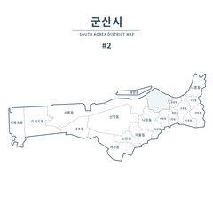 Obraz premium Gunsan map. Map of South Korea with Major Cities, Clean Line Design on White Background. 