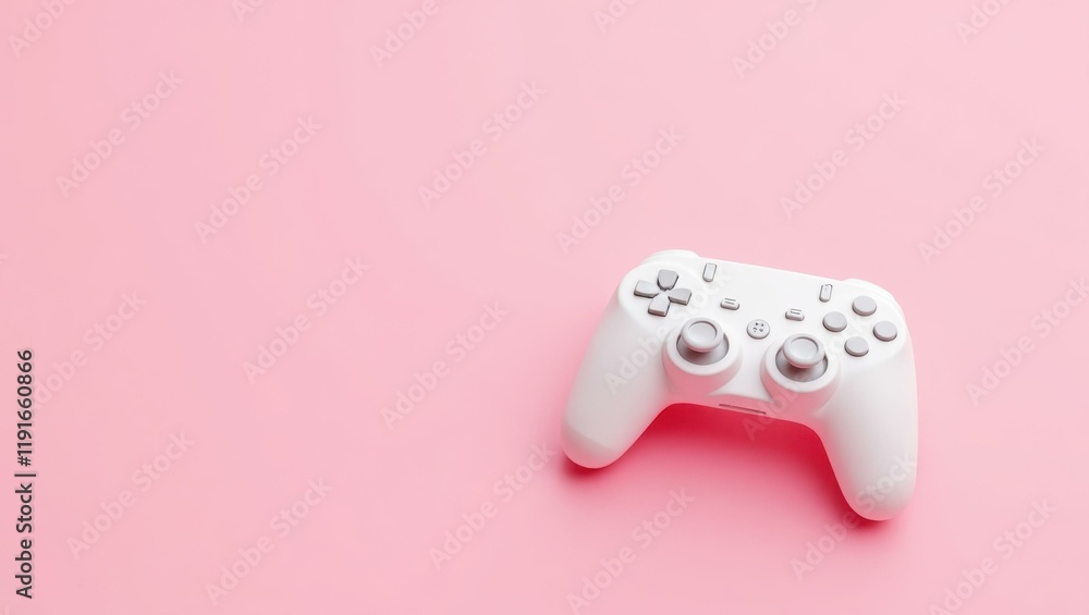 Poster white streaming controller icon on left. soft red background. copy space for text, 3d render ai gene