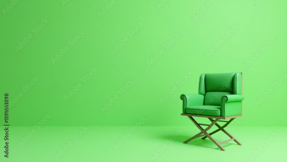 Poster chartreuse whistle on right. soft blue background. copy space for text, 3d render ai generated desig