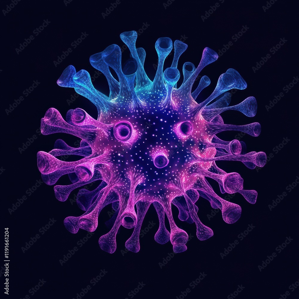 Fototapete graphical representation of a minimalistic virus design featuring vibrant colors and intricate detai