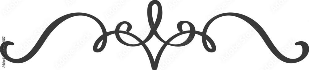 Poster elegant swirl flourish creating a heart shape, beautifully dividing two symmetrical curves, perfect 