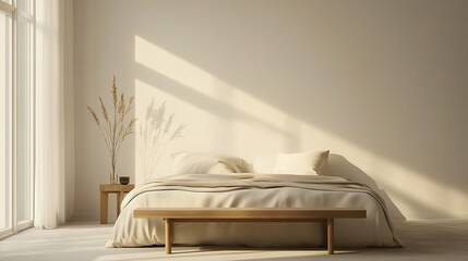 Minimalist Bedroom Design With Natural Light and Wooden Accents