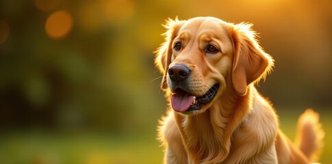 Golden Retriever, sunlit fur, soft expression, shadow, beautiful