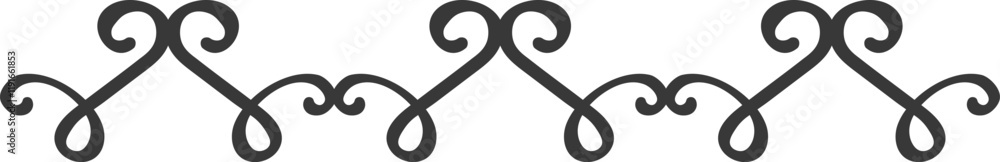 Poster seamless horizontal vector border with repeating elegant heart shape ornaments is creating a beautif