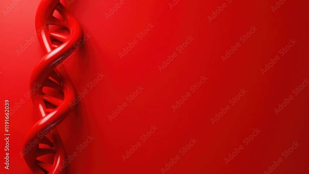 Poster rich red dna helix on right. soft black background. copy space for text, 3d render ai generated desi