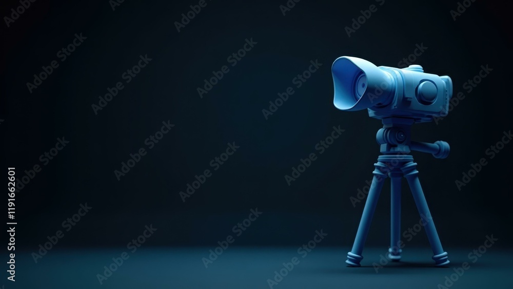 Poster azure blue light switch on left. soft red background. copy space for text, 3d render ai generated de