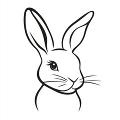 Obraz premium Bunny head, line art, white background, Easter