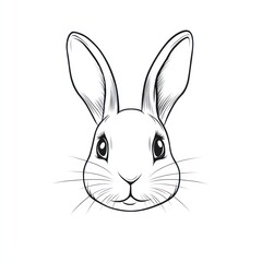 Obraz premium Rabbit face illustration, white background, cute pet, Easter design