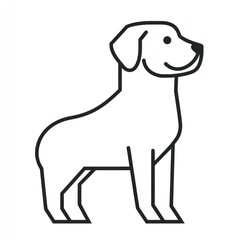 Happy Labrador Retriever standing, white background, pet illustration, website icon