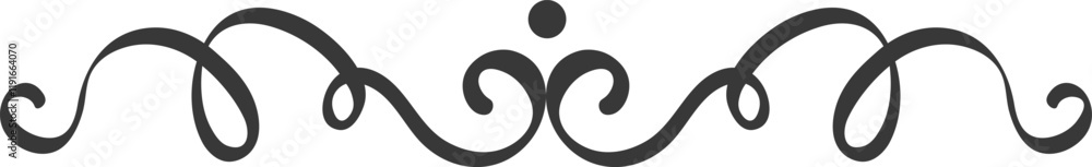 Poster horizontal repeating calligraphic swirl pattern creating an elegant border or divider, perfect for e