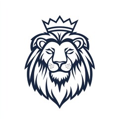 Obraz premium Majestic lion head with crown logo design